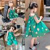 Vestido de Tres Piezas con Top Halter Floral para Niña Más Mono Verano Nuevo Ropa Infantil de Comercio Exterior para 3-8 Años