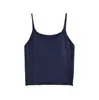 Camisola de Tricô com Gola para Mulheres, Camada Base de Cor Sólida Sem Bojos, Regata Sem Mangas com Alças Finas e Borda Enrolada