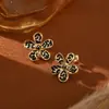 Falda de Moda con Estampado de Leopardo, Aretes en Forma de Corazón, Estilo Vintage Dorado, Joyería Transfronteriza Creativa Clásica de Nicho
