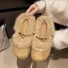 Nuevas zapatillas de algodón de moda estilo coreano con aumento interno de altura, cerradas para mujer 2026 cálidas y bajas Mary Jane para otoño e invierno