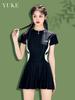 Traje de Baño para Mujer de Una Pieza Falda Conservador Estudiante 2025 Nuevo Estilo Cubre Vientre Adelgazante Look Deportivo para Mujer Talla Grande Traje de Baño para Aguas Termales