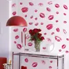 Br7028C Pegatinas de Pared con Estampado de Labios Rojo Romántico para Dormitorio de Parejas, Habitación de Boda, Decoración de Pared para Ambiente del Día de San Valentín