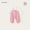 Conjunto de Roupa Outono para Bebê Menina Recém-Nascida Estilo Primavera/Outono Camiseta de Manga Longa Macacão Romper Roupa de Bebê Duas Peças