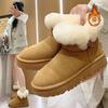 Botas de neve Fur One femininas 2024 Novo inverno forrado de lã espessado antiderrapante quente canto fivela neve algodão sapatos