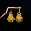 Pendientes de Borla y Cascabel Europeos y Americanos, Colgantes de Hoja Bohemios, Pendientes de Zona de Mercado Nocturno, Pendientes de Estilo Étnico de Pavo Real para Mujer