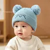 Touca de Bebê Outono e Inverno Quente de Lã para Bebês Masculinos e Femininos Touca Pulôver de Urso Fofo