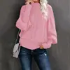 Wish2024 Nuevo Estilo de Invierno Suéter de Cuello Medio para Mujer Exportación a Amazon Suéter de Punto de Color Sólido Holgado de Manga Larga