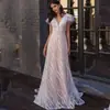 Vestido de Noche Blanco para Escenario 2027 Nuevo Modelo Venta Rápida Amazon Vestido Largo Hoja de Sauce Cuello en V Vestido de Princesa con Crinolina