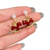 Suerte Roja en el Año del Caballo~ Pendientes de Perla de Caballo Rojo de Año Nuevo para el Año del Caballo, Pendientes Festivos de Alta Gama para el Año Nuevo para Mujer