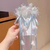 Accesorio para el cabello Hanfu para niñas, pasador de flor de lazo colorido estilo antiguo, tocado de princesa de disfraz súper de hadas con borlas