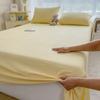 Sábanas de Color Sólido Colcha de Algodón Lavado Sábanas de Cama Verano Antideslizante Fijo a Prueba de Polvo Cubierta de Cama Dormitorio Estudiantil Juego de Tres Piezas