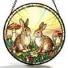 Colgante de Cristal de Colores Doble Conejo Hongo Transfronterizo Adorno de Cristal para el Hogar Decoración de Ventana Atrapasoles para el Jardín