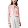 Design Sense Camisa de cetim rosa feminina primavera nova manga longa elegante carreira entrevista camisa laço
