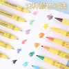 Set Jinwannian de 7 Días, Secado No Secante, Doble Punta, 12 Colores, Bolígrafo Fineliner para Dibujo Infantil, Bolígrafo de Secado Rápido