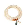 Pulsera de Semillas de Bodhi Estilo Chino con Cuentas de Ábaco y Semillas de Bodhi de Jade Blanco, Pulsera de Doble Círculo para Mujeres, Venta al por Mayor