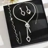 Conjunto de Joias de Noiva Ecológico Europeu e Americano, Colar com Pingente de Gota de Água de Alta Qualidade, Brincos, Pulseira, Acessórios de Festa para Mulheres