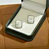 Pendientes Cuadrados de Concha Natural de Gama Alta con Diseño de Mosaico de Nácar Blanco, Aguja de Plata, Versátiles para el Trabajo Diario, Pendientes para Mujer