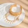 Pulseras de Brazo Europeas y Americanas Multicapa Transfronterizas con Colgantes de Borla de Hoja Chapados en Oro, Cadenas de Brazo Bohemias Gitanas