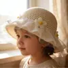 Sombreros para Niños Primavera y Verano Sombreros de Paja para la Playa Borde de Encaje Sombreros de Sol para Niñas Bebés Ala Ancha Protección Solar Sombreros de Sol de Paja