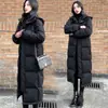 Moda de Invierno para Mujer 2025 Abrigo Largo hasta la Rodilla de Algodón con Relleno de Plumas Nuevo Estilo de Invierno para Estudiantes, Corte Holgado, Tallas Grandes, Chaqueta de Algodón Engrosada