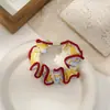 Elástico de Cabelo com Laço Listrado Dopamina Estilo Coreano para Mulheres, Acessório de Cabelo, Elástico Dopamina