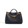 Bolso de mano de cuero tejido con hebilla de cuerda de metal, diseño de nicho, para un solo hombro, portátil, de gran capacidad, estilo retro, para mujer.