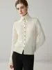 Viaje Minimalista~Cárdigan de Punto 100% Cachemira Pura Kangsai Ni para Mujer, Cuello Azul Marino, Suéter Abrigo de Moda que Reduce la Edad