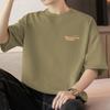 Camiseta masculina de algodão pesado 260g, manga curta, estampa de letras da moda, gola redonda, roupas de verão, algodão, meia manga
