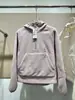 Sudadera con capucha de media cremallera, casual y elegante, corte holgado, cálida y cómoda, perfecta para un look relajado, chaqueta corta para otoño e invierno, estilo mujer 487604