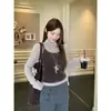 Tiro real~Conjunto de dos piezas de camisa base de terciopelo de cuello alto dulce y picante + camisola de terciopelo en capas de principios de otoño