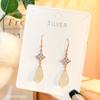 S925 Sterling Brincos de prata mulheres moda longa água gota chalcedony brincos elegantes de alta qualidade retro Tassel brincos atacado