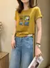 Camiseta de algodão canelado 220g direto da fábrica para mulheres, blusa de manga curta slim-fit Guangzhou Treze Linhas, fornecimento exclusivo da segunda leva de verão