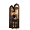 Gabinete de Esquina de Viento Usado para Sala de Estar, Esquina de Pared, Esquina Curva, Gabinete Pequeño para Apartamento, Gabinete de Almacenamiento de Esquina de Piso, Vitrina Retro de Cristal