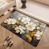 Alfombra de Piso para Baño con Flor de Pintura al Óleo 3D, Alfombra de Piso Absorbente de Agua de Lodo Diatomeas, Alfombra de Piso Resistente al Desgaste Antideslizante para el Hogar, Dropshipping
