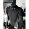 Camisa Polo de Malha Estilo Old Money com Gola Henry Manga Curta Masculina de Verão Gola Reversível Retro Americano Caimento Solto Camiseta