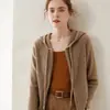 Cárdigan de Cachemira con Cremallera y Capucha 2026 Nuevo Estilo Otoño e Invierno Camiseta Básica Suelta Adelgazante para Mujer Chaqueta Corta de Estilo Suave