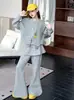 Conjunto de Roupa de Outono para Meninas 2026 Nova Moda em Roupas para Meninas Maiores, Conjunto de Duas Peças com Moletom e Calça Wide Leg para Primavera e Outono
