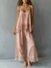 2026 Nuevo Conjunto de Dos Piezas de Verano y Primavera Europeo y Americano Amazon Transfronterizo Holgado Color Sólido Camisola Superior y Pantalones Largos Artístico Casual