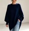 Suéter de punto oversized con cuello redondo, transfronterizo europeo y americano, otoño/invierno 2026, marca independiente, estilo holgado y relajado, suéter de color liso para mujer