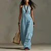 Mono de lino de alta calidad, casual, cuello redondo, sin mangas, para mujer, moda europea y americana 2026, colección de verano, con un toque sofisticado y elegante, adecuado para ventas transfronterizas