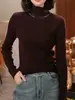 Suéter de Tricô Fashion Europeu com Gola Alta para Mulheres, Novo Design Quente de Outono/Inverno, Top Slim-Fit e Emagrecedor