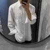 Camisa Masculina de Manga Longa para Primavera Estilo Coreano Fashionável Bonita Casual Versátil Alta Qualidade Cor Sólida Não Amassa Pingente Camisa Branca