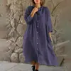 Vestido Camisa Suelto para Mujer de Manga 3/4 Casual Midi