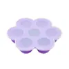 Bandeja Congelador de Alimentos Molde para Cubitos de Hielo de 7 Compartimentos Caja de Silicona para Alimentos Complementarios de Bebé Contenedor Engrosado para Congelar Snacks
