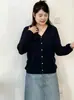 Chaqueta fina de color liso versátil para mujer talla grande, top casual, cárdigan de punto holgado para otoño 2026, para damas talla grande