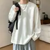 Camiseta blanca de manga larga patchwork deconstruido para hombre, corte holgado para otoño, se puede usar como capa exterior o como camiseta interior, adecuada para adolescentes como sudadera casual