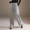 Calça Elegante Reta para o Dia a Dia Feminina, Lançamento Outono/Inverno 2026 Lã Elástico na Cintura Cintura Alta Emagrecedora Moda Calça Wide Leg