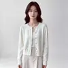 Cardigan de tricô versátil em formato de coração retrô com fivela dourada pequena, casaco suéter estiloso, peça externa casual, top para outono e inverno
