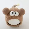 Gorro de punto estilo tejido con forro de algodón para niños, gorro de lana para otoño e invierno, gorro de felpa con protección para las orejas y gorro cálido con diseño de animales para bebés.