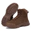 Botas de Entrenamiento de Campo al Aire Libre de Caña Alta de Gran Tamaño con Forro de Lana, Zapatos de Senderismo para Entrenamiento al Aire Libre en Negro y Marrón